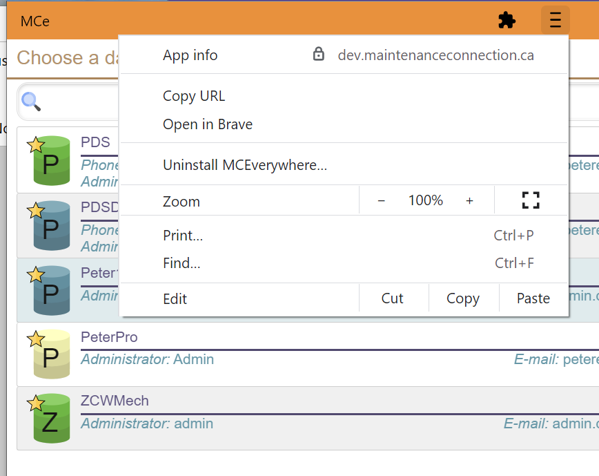 Uninstall MCe via Chrome or Brave